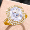 Square Simulation Zircon Alloy Ring With Geometric Style Electroplating For Women