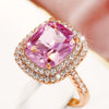 Square Simulation Zircon Alloy Ring With Geometric Style Electroplating For Women