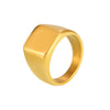 Square Smooth Titanium Steel Ring With Geometric Shape Pvd Plated 18K Gold Unisex