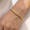 Square Stainless Steel Bracelet With Zircon Inlay Minimalist Geometric Design 18K Gold Plated