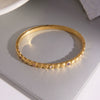 Square Stainless Steel Bracelet With Zircon Inlay Minimalist Geometric Design 18K Gold Plated