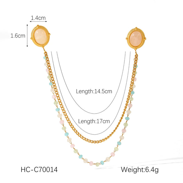 Square Stainless Steel Diamond Geometric Women's Shirt Collar Collar Flower Butterfly Brooch Chain