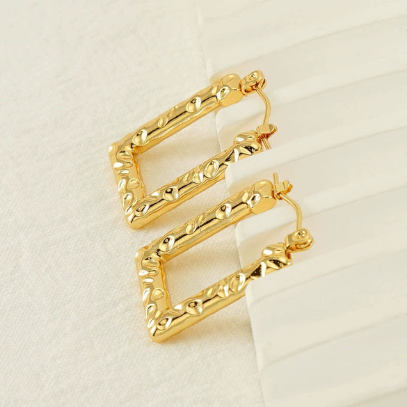 Square Ushape Titanium Steel 18K Gold Plated Ear Buckle For Women