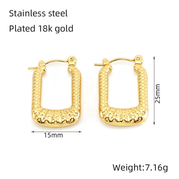 Square Ushape Titanium Steel 18K Gold Plated Ear Buckle For Women