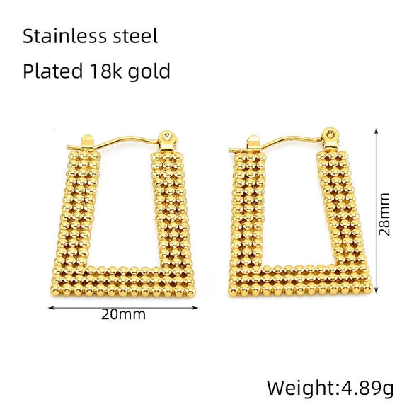 Square Ushape Titanium Steel 18K Gold Plated Ear Buckle For Women