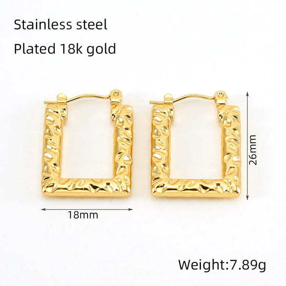 Square Ushape Titanium Steel 18K Gold Plated Ear Buckle For Women