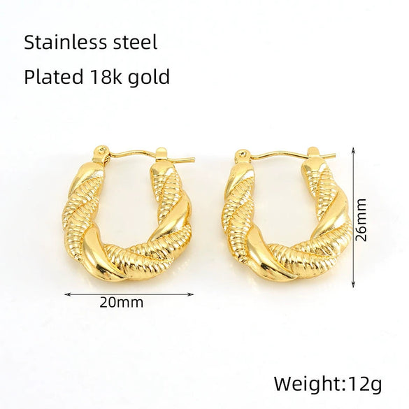 Square Ushape Titanium Steel 18K Gold Plated Ear Buckle For Women