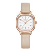Square Women's Fashion Watch Alloy Case Pu Strap Mineral Strengthened Glass Mirror Rose Gold Clasp