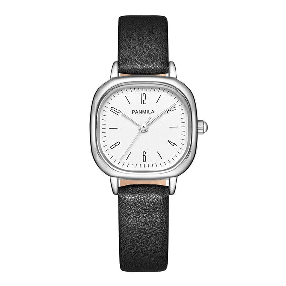 Square Women's Fashion Watch Alloy Case Pu Strap Mineral Strengthened Glass Mirror Rose Gold Clasp