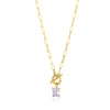 Square Zircon Moon Birthstone Stainless Steel Necklace With Snake Bone Chain And 18K Gold Plated Electroplating For Unisex
