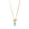 Square Zircon Moon Birthstone Stainless Steel Necklace With Snake Bone Chain And 18K Gold Plated Electroplating For Unisex