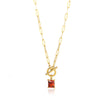 Square Zircon Moon Birthstone Stainless Steel Necklace With Snake Bone Chain And 18K Gold Plated Electroplating For Unisex