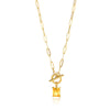 Square Zircon Moon Birthstone Stainless Steel Necklace With Snake Bone Chain And 18K Gold Plated Electroplating For Unisex