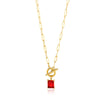 Square Zircon Moon Birthstone Stainless Steel Necklace With Snake Bone Chain And 18K Gold Plated Electroplating For Unisex