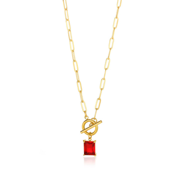 Square Zircon Moon Birthstone Stainless Steel Necklace With Snake Bone Chain And 18K Gold Plated Electroplating For Unisex