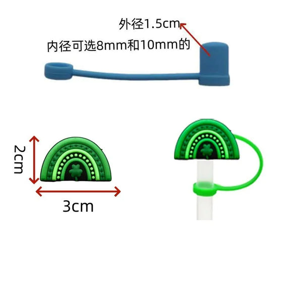 St. Patrick Cute Triangle Cartoon Silica Gel Straw Decorative Cap 10 PCS/Package