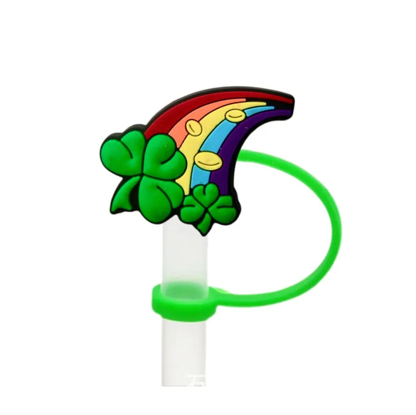 St. Patrick Cute Triangle Cartoon Silica Gel Straw Decorative Cap 10 PCS/Package