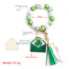 St Patrick's Day Ornaments Clover Pendant Wooden Bead Keychain