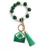 St Patrick's Day Ornaments Clover Pendant Wooden Bead Keychain