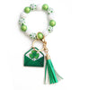 St Patrick's Day Ornaments Clover Pendant Wooden Bead Keychain