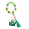 St Patrick's Day Ornaments Clover Pendant Wooden Bead Keychain