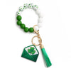 St Patrick's Day Ornaments Clover Pendant Wooden Bead Keychain