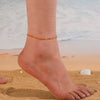 Stackable Beaded Natural Crystal Turquoise Stainless Steel Geometric Anklet