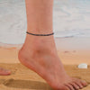 Stackable Beaded Natural Crystal Turquoise Stainless Steel Geometric Anklet