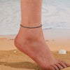 Stackable Beaded Natural Crystal Turquoise Stainless Steel Geometric Anklet