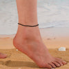 Stackable Beaded Natural Crystal Turquoise Stainless Steel Geometric Anklet