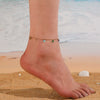 Stackable Beaded Natural Crystal Turquoise Stainless Steel Geometric Anklet