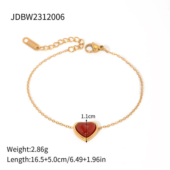 Stackable Nonfading Stainless Steel Cherry With Diamond Openable Bracelet For Women Light Luxury Style Electroplated