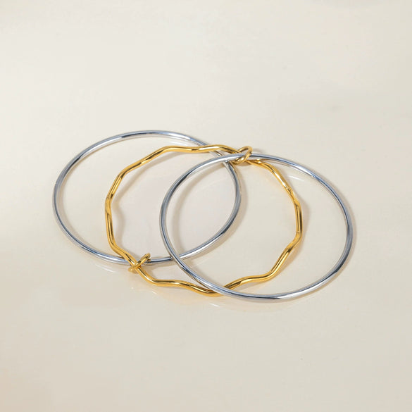 Stackable Stainless Steel Goldplated Bracelets Original Design Hoop Style