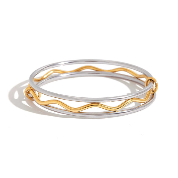 Stackable Stainless Steel Goldplated Bracelets Original Design Hoop Style
