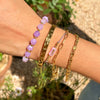 Stacked Bracelet Stainless Steel Geometric Amethyst Bead Jewelry Electroplated For Women