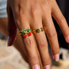 Stacked Cherry Geometric Style Stainless Steel Electroplated Women's Ring Jewelry