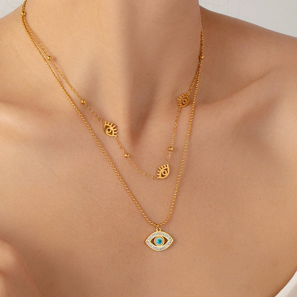 Stacked Clavicle Chain Stainless Steel Titanium Steel Star Shape Electroplating Women's Necklace