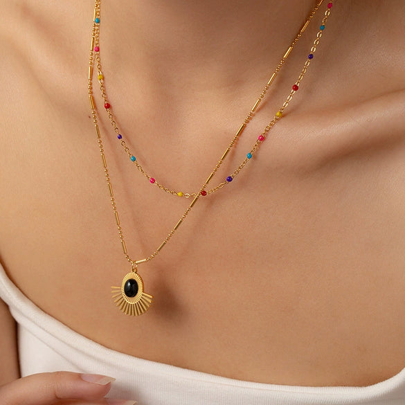 Stacked Clavicle Chain Stainless Steel Titanium Steel Star Shape Electroplating Women's Necklace