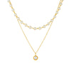 Stacked Clavicle Chain Two Layer Pearl Pendant Necklace Stainless Steel Geometric Electroplated Women's Jewelry