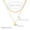 Stacked Clavicle Chain Two Layer Pearl Pendant Necklace Stainless Steel Geometric Electroplated Women's Jewelry