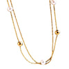Stacked Clavicle Necklace Imitation Pearl Round Beads Titanium Steel Geometric Style Electroplated Jewelry