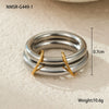 Stacked Colorblocked Stainless Steel Geometric Ring Combination Light Luxury Style 18K Goldplated Hand Jewelry