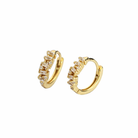 Stacked Ear Buckle Earrings S925 Silver Geometric Design Ins Style Electroplated For Women