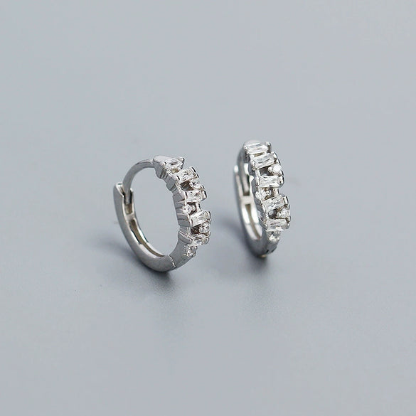 Stacked Ear Buckle Earrings S925 Silver Geometric Design Ins Style Electroplated For Women
