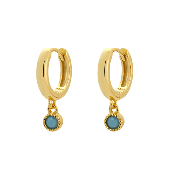 Stacked Ear Buckle Earrings 925 Silver Colorful Zircon Geometric Electroplated For Women