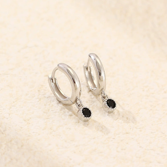 Stacked Ear Buckle Earrings 925 Silver Colorful Zircon Geometric Electroplated For Women