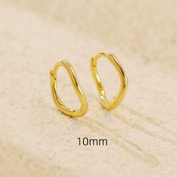 Stacked Ear Buckle S925 Silver Ins Wave Irregular Geometric Women's Earrings With Electroplating