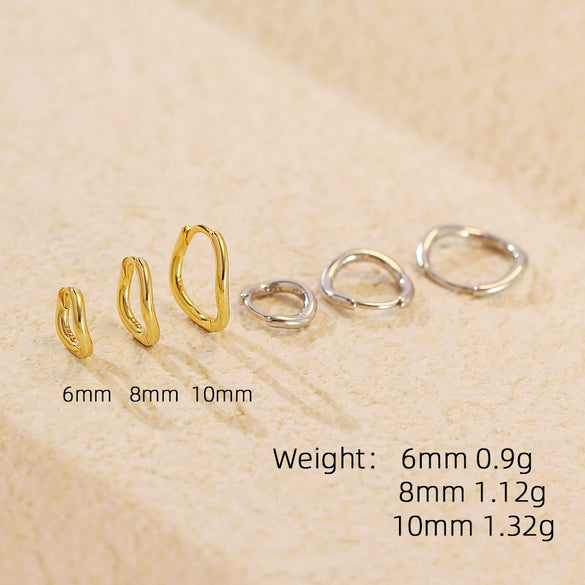 Stacked Ear Buckle S925 Silver Ins Wave Irregular Geometric Women's Earrings With Electroplating