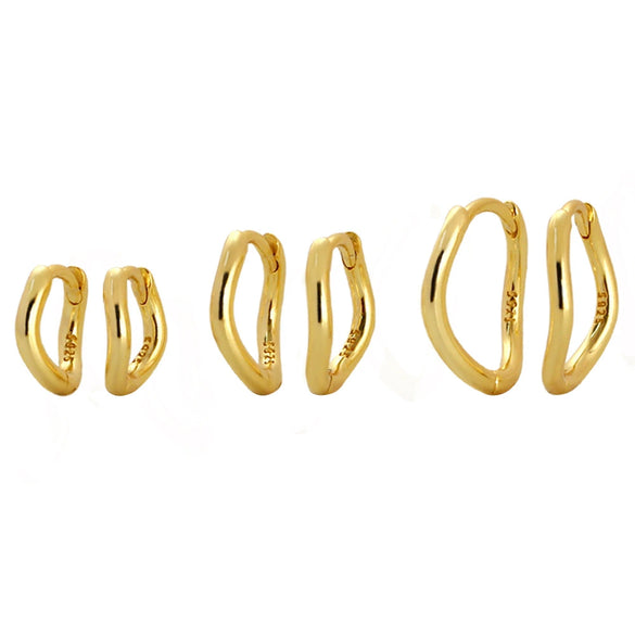 Stacked Ear Buckle S925 Silver Ins Wave Irregular Geometric Women's Earrings With Electroplating