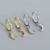 Stacked Earrings S925 Silver Moon Pattern Electroplated